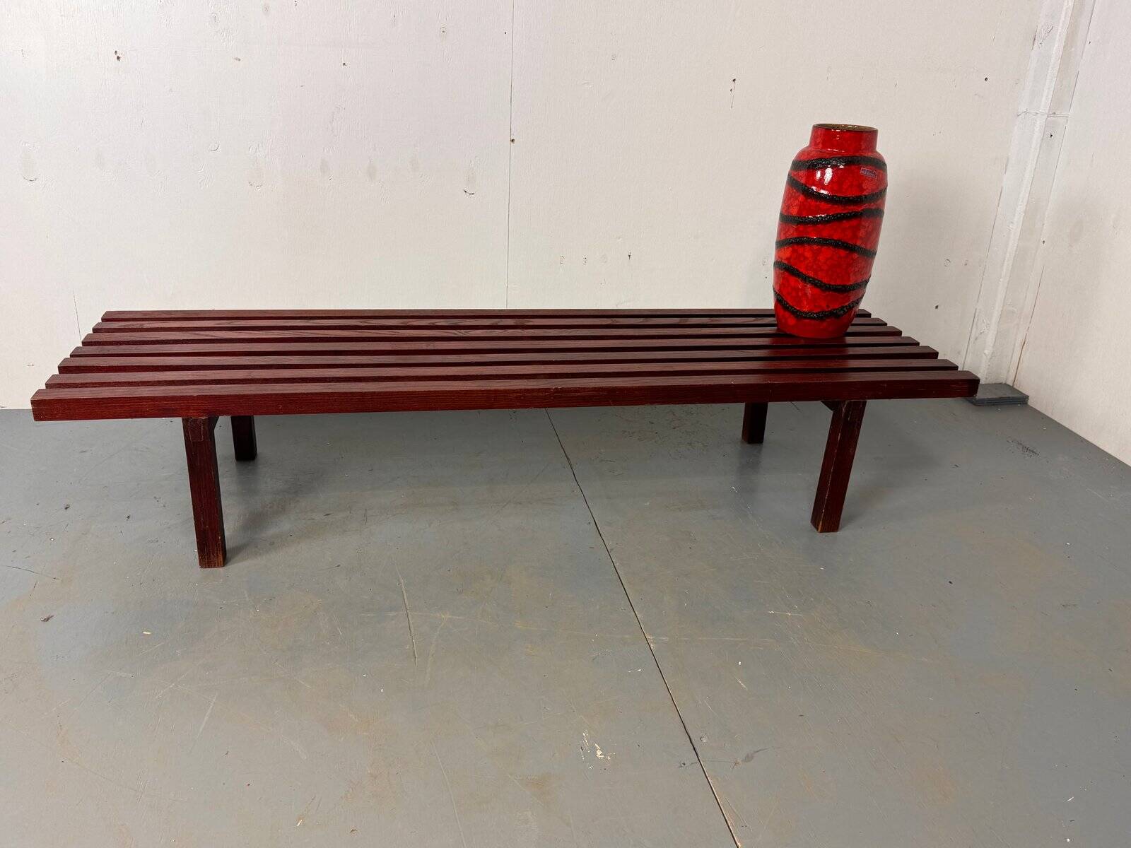 Mid-century modernist wooden wenge slat bench coffee table by Gijs Bakker for Castelijn, 1970s