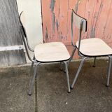 2 White Formica chairs