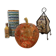 Lampe pomme en verre blanc, orange & rouge – vintage