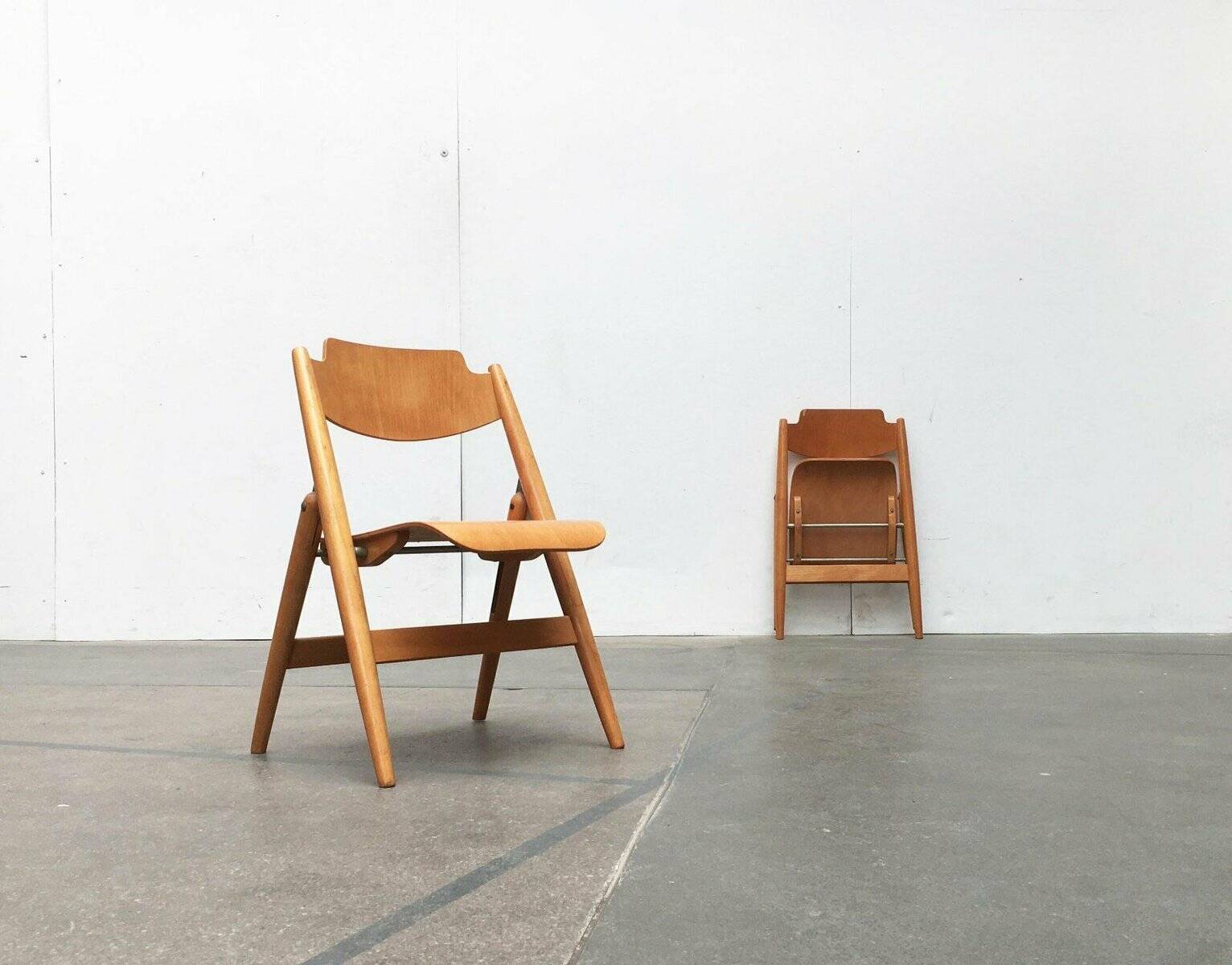 Set of folding chairs for children SE 18 German mid-century by Egon Eiermann for Wilde+Spieth, 1950s