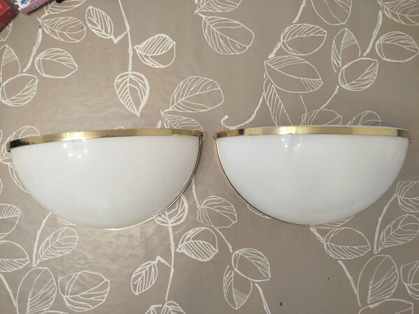 Paire d'appliques murale vintage Metalarte – demi-lune