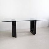 Glass & Black Marble Dining Table by Carlo Scarpa for Cattelan 1970's