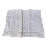 Old linen sheet with return - EP monogram & large handmade openwork - 2
