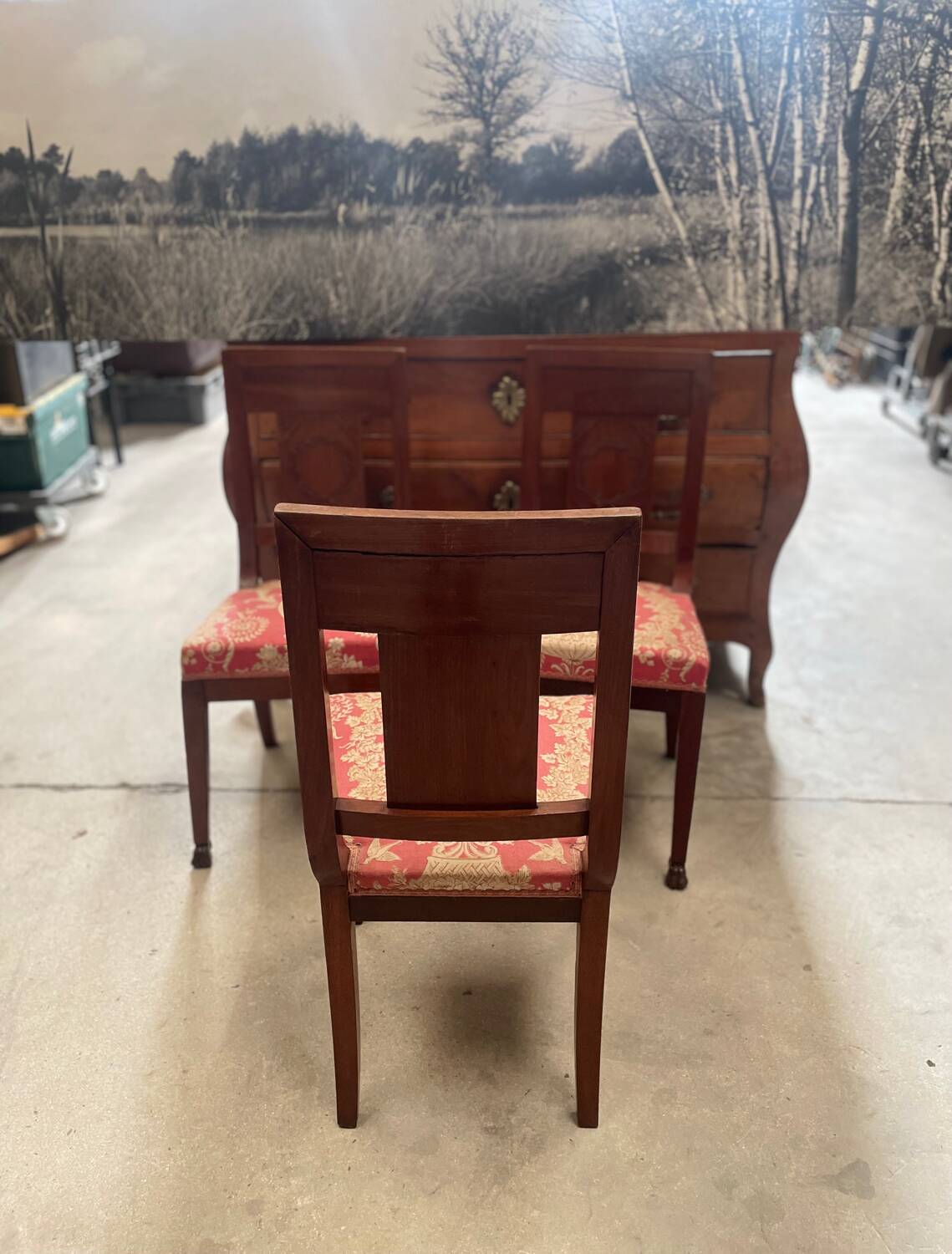 set of three antique Empire-style chairs.
