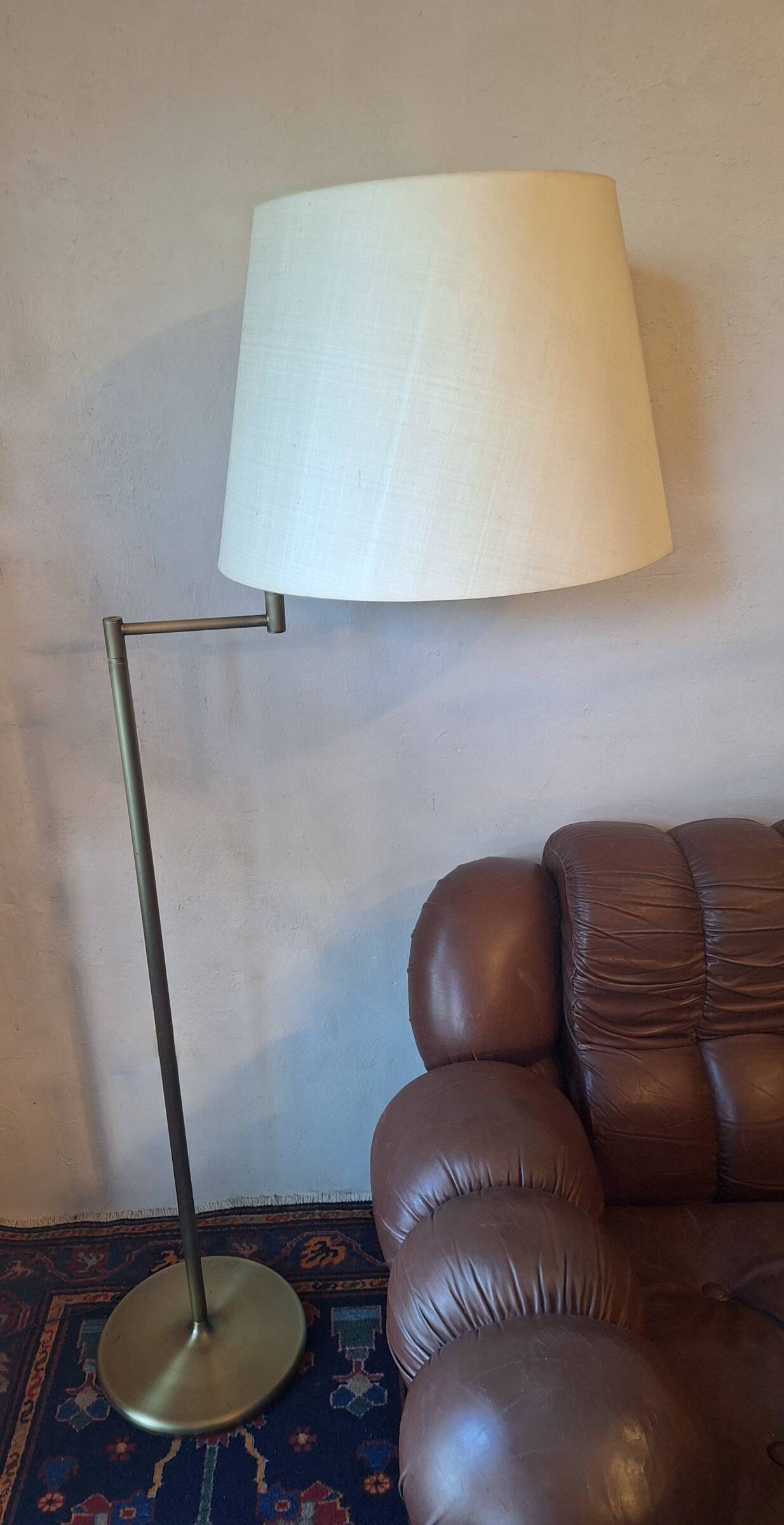 Walter von Nessen brass swivel-arm floor lamp with uplight, 1960s