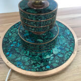 Malachite chrysocolla and brass lamp base