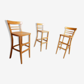 Suite of 3 beech bar stools