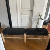 Moroccan wood and rope bench