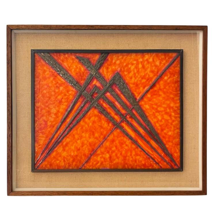 Antonio Secci, brutalist abstract painting, mixed media Italy Milano 69