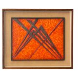 Antonio Secci, brutalist abstract painting, mixed media Italy Milano 69