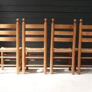 Set of four French ladderback chairs with rush seats – circa 1960