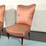 Italian vintage pair of pink club armchairs