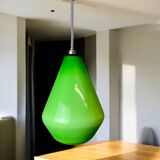 Green opaline tear drop shaped hanging lamp light
