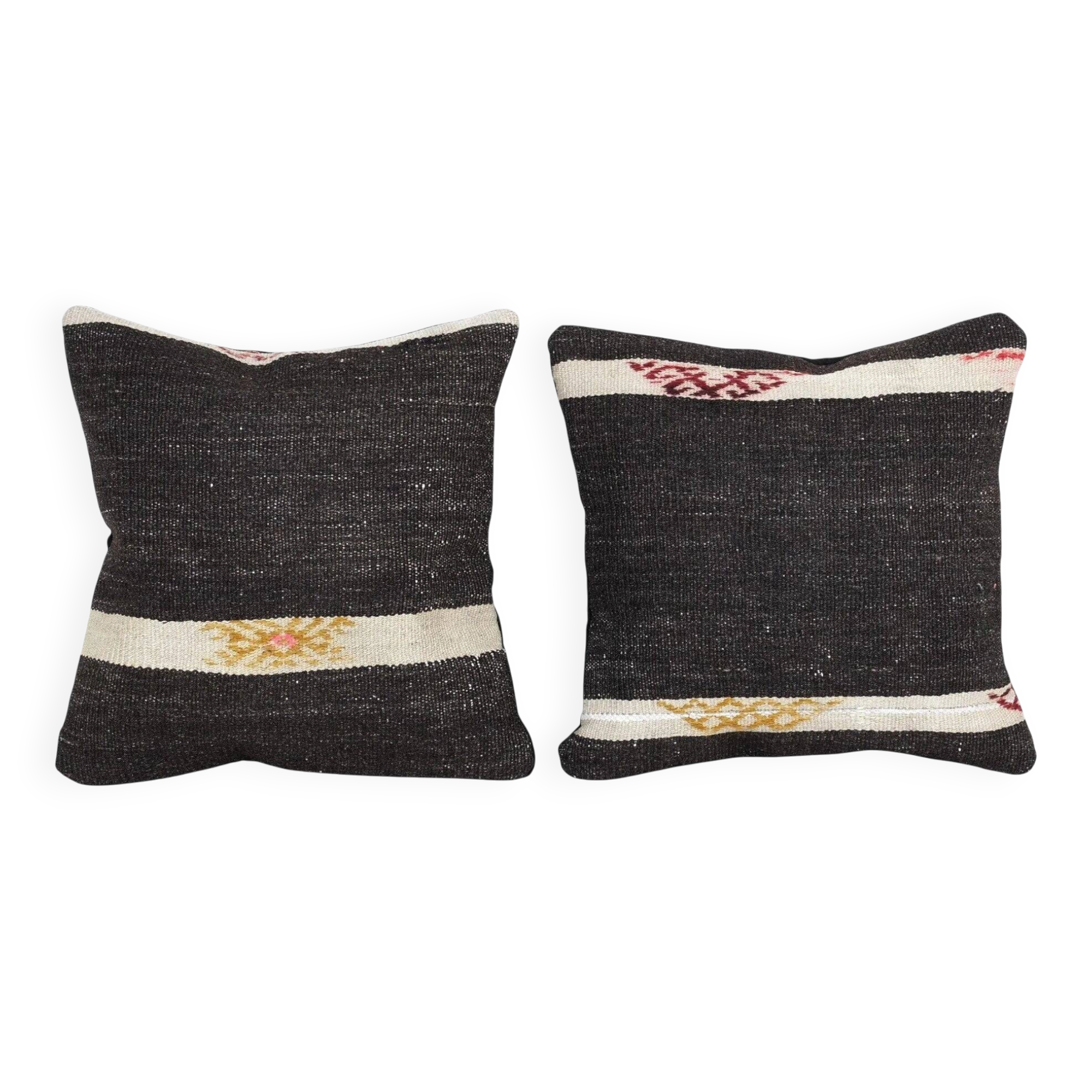 Set of 2 vintage kilim cushion covers 38x38 cm