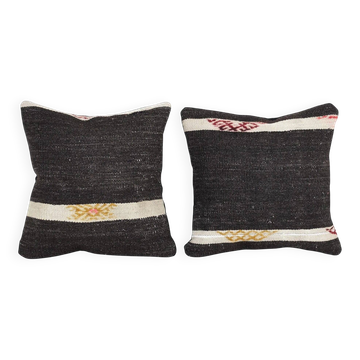 Set of 2 vintage kilim cushion covers 38x38 cm