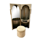 Coiffeuse ronde et son pouf en velours beige des années 70