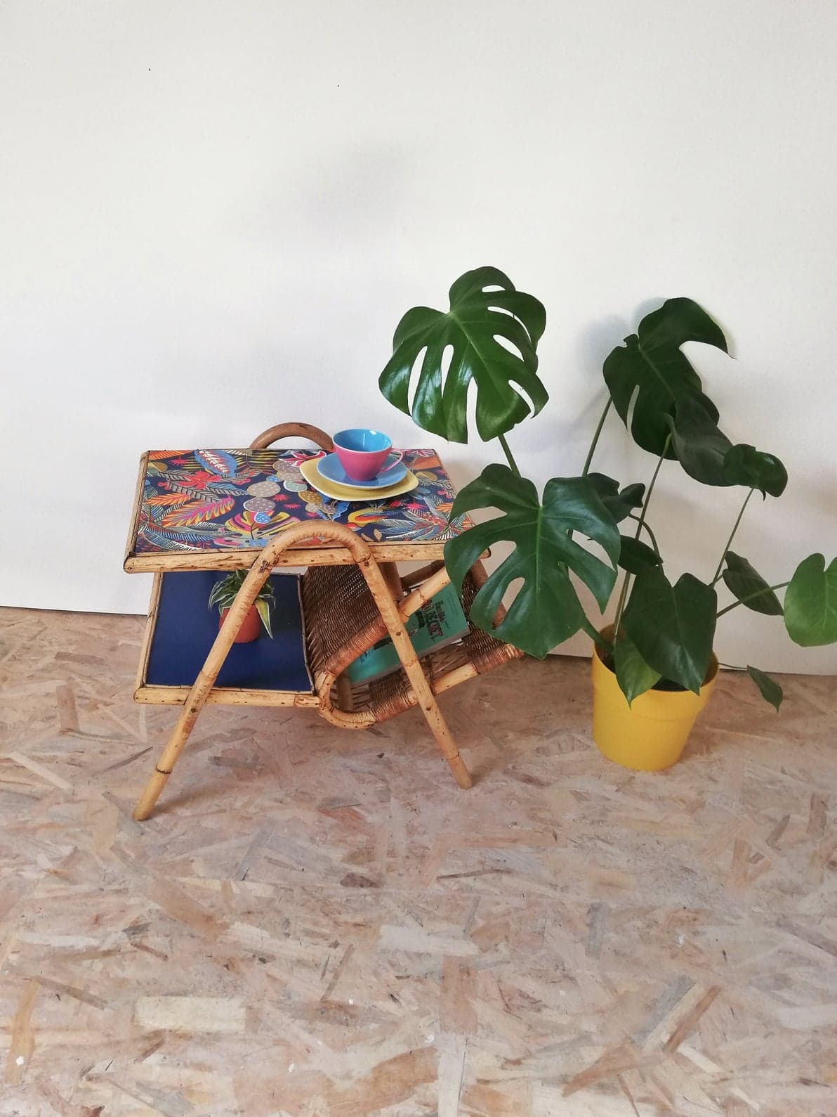 Bamboo and rattan side table revisited