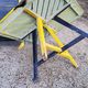 Garden furniture of the 50s coffee table + 2 armchairs compass legs