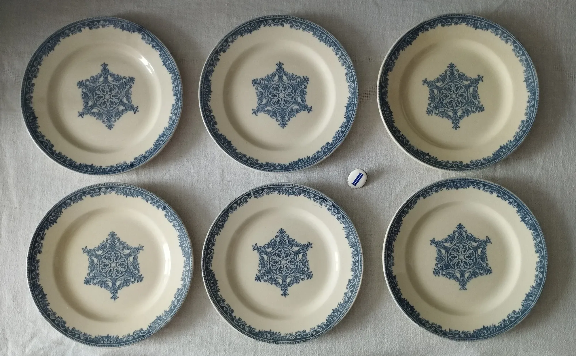 6 dessert plates ironstone J. Vieillard Bordeaux "Garland"
