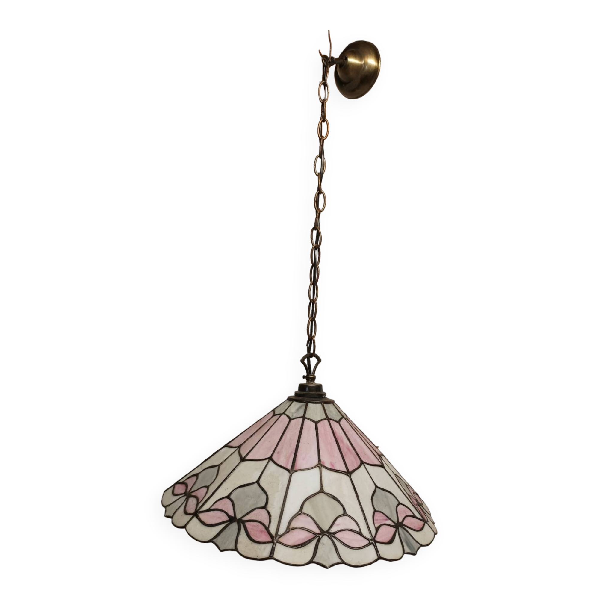 Antique vintage stained glass chandelier