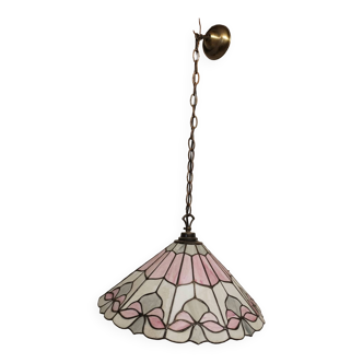 Ancien lustre en vitrail vintage