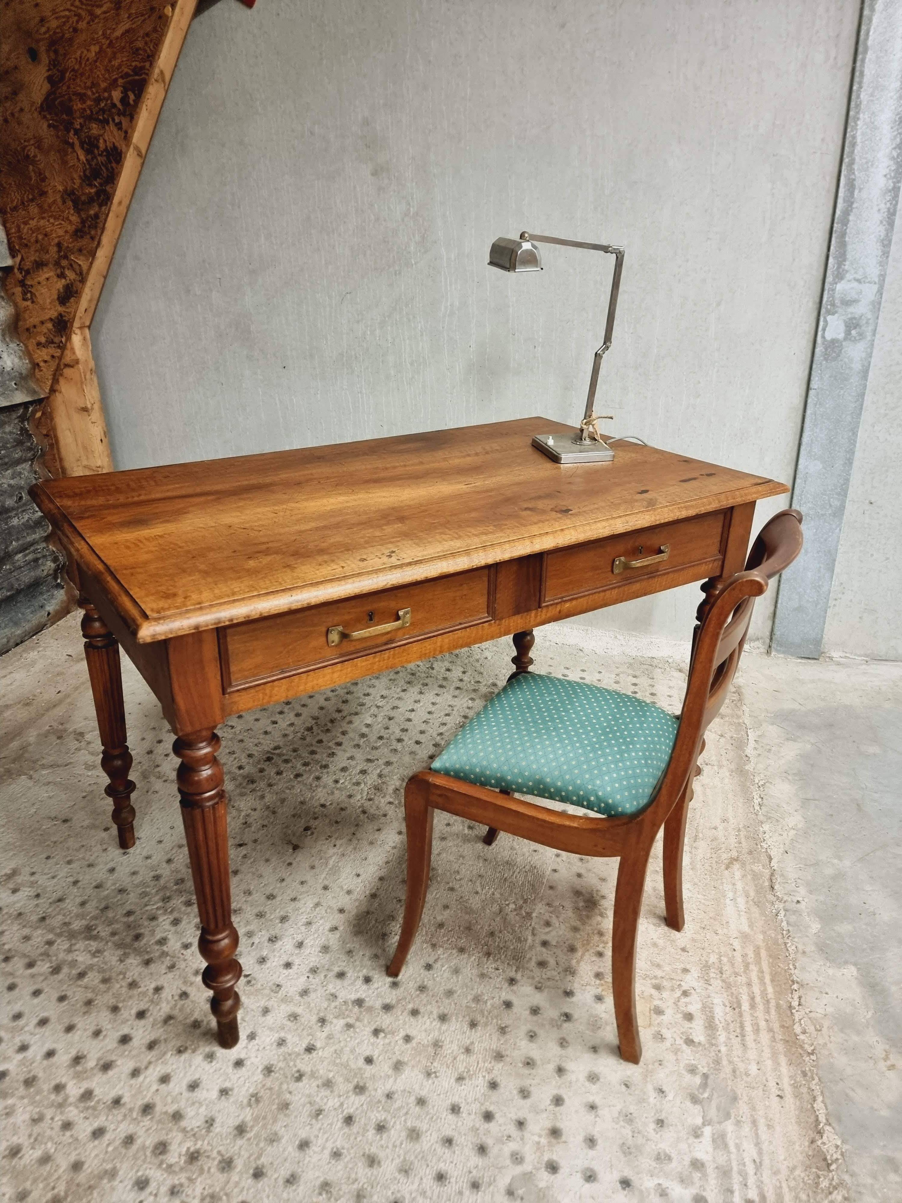 Antique table desk table dining table walnut 72x120 cm