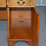 Vintage satin wood partner desk with leather top.