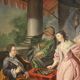 French painting from the 18th century, couple playing chess