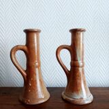 Pair of vintage stoneware candlesticks