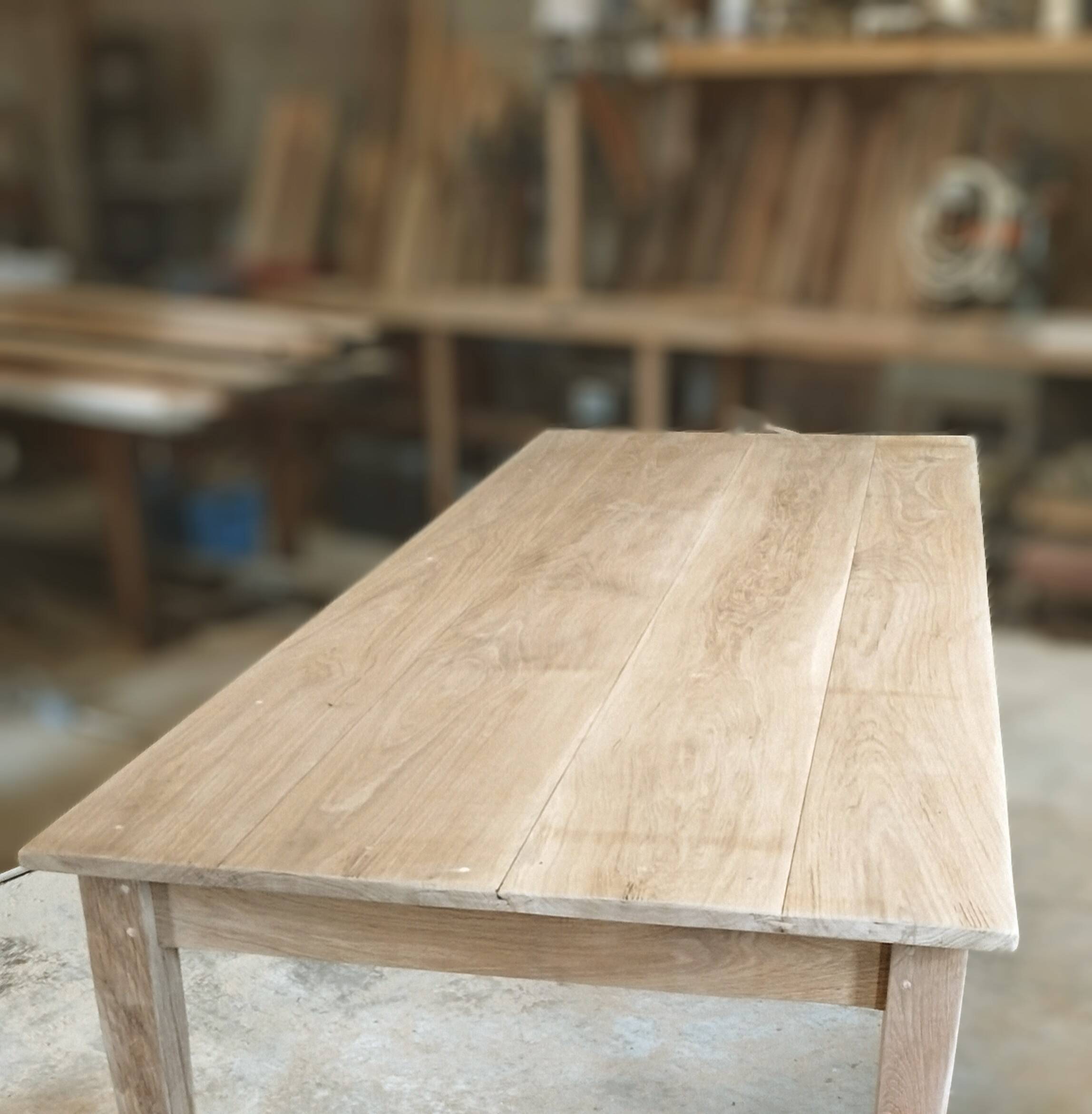 Large solid oak farmhouse table with two drawers 260 cm x 100 cm