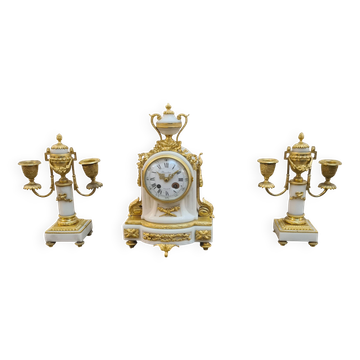 Fireplace set signed Planchon, 19th century