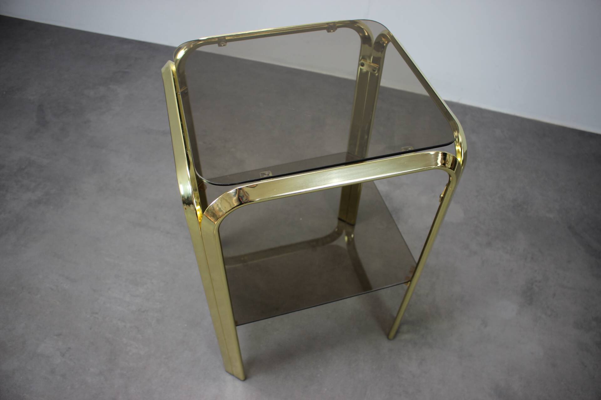 Mid-Century Brass and Smoked Glass Tea Table, 1970s, Germany