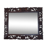 Rectangular Bisaut mirror with carved wooden frame, HENRI II style