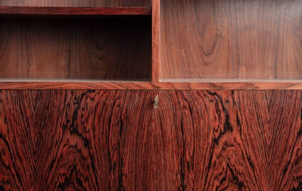 Meuble étagère et bar, Danois, en Palissandre et Laiton, Erik Brouer 1960.