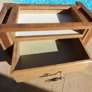 Butcher's log cabinet with two drawers and location for kitchen utensils