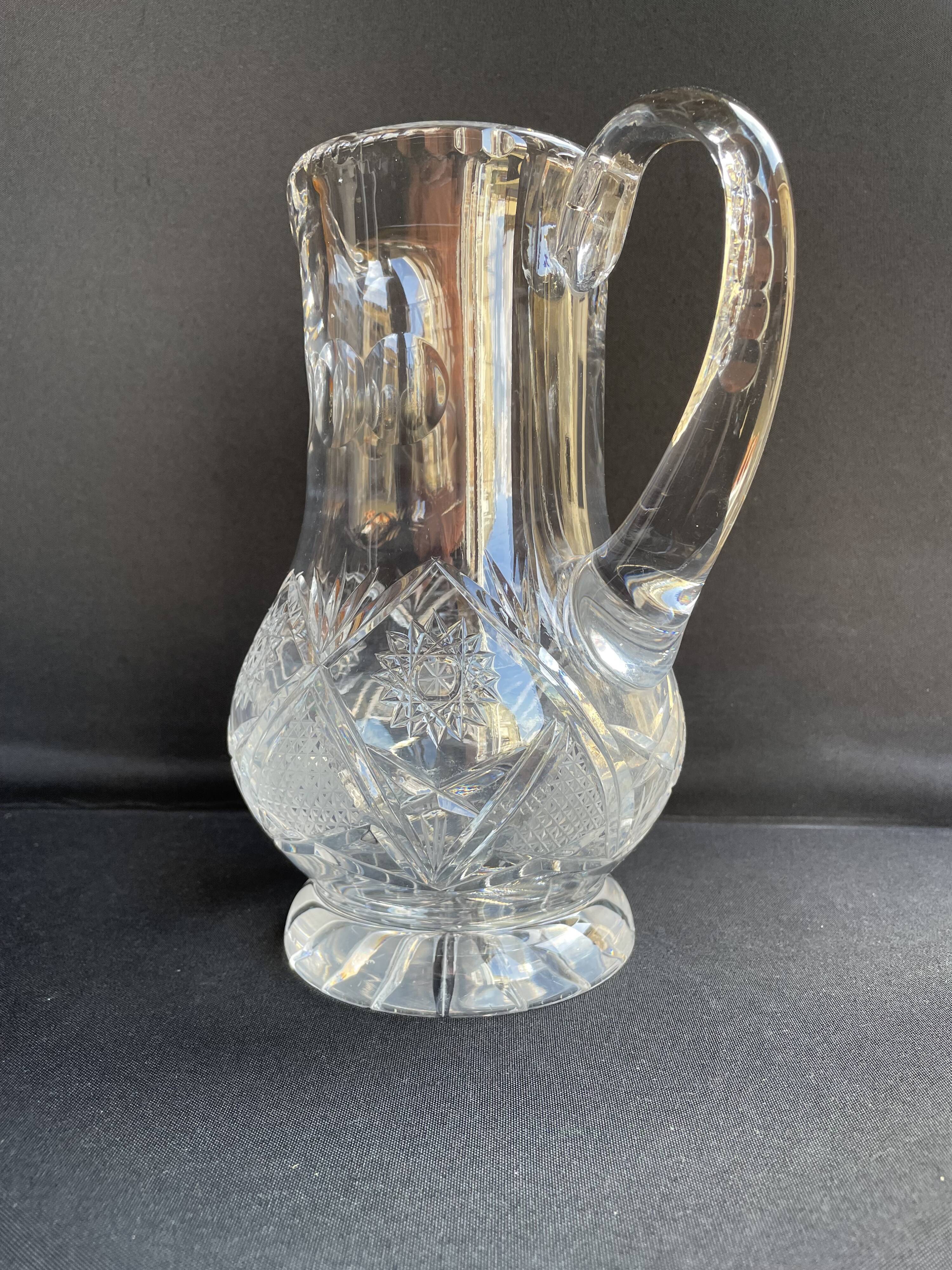 Bohemian - Water broc or orangeade (1) - Crystal blown and cut