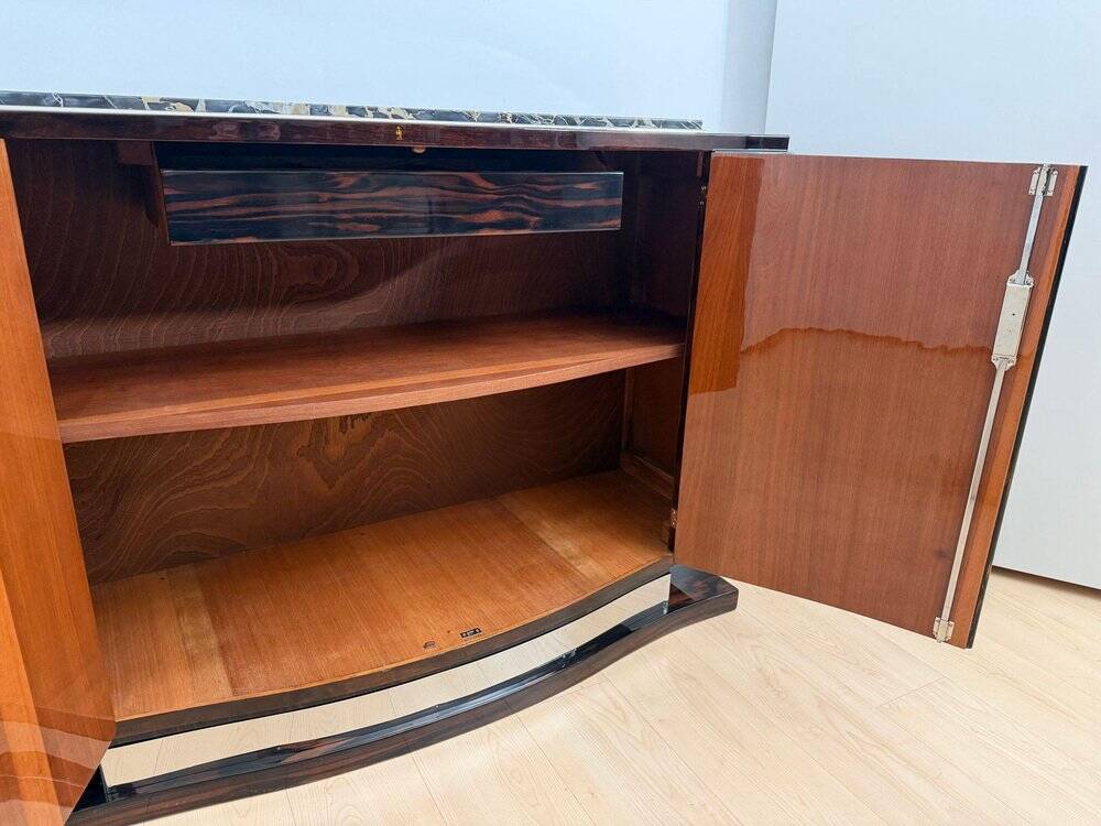 Art Deco Sideboard in Macassar, Marble & Chrome, France, 1930
