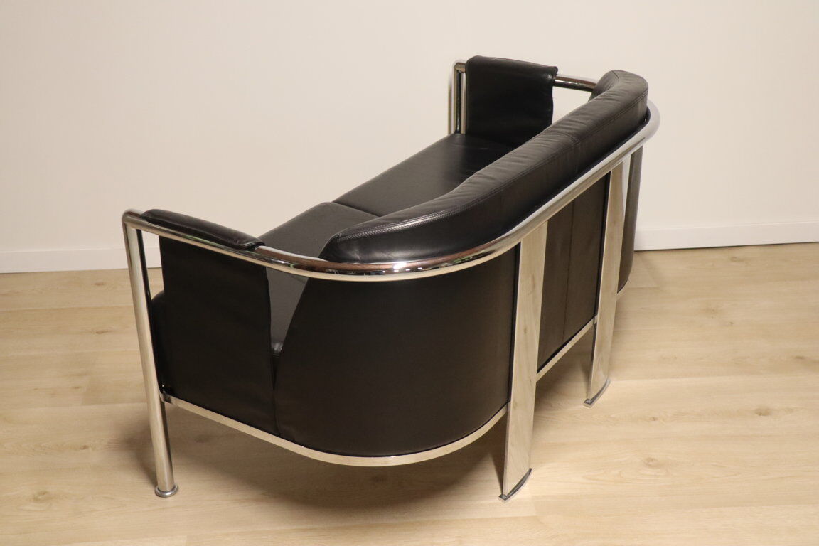 Vintage sofa in synthetic leather and chrome metal, 1970s