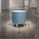 Pastel blue cylindrical coffee table "Tambour" – Artisan design.