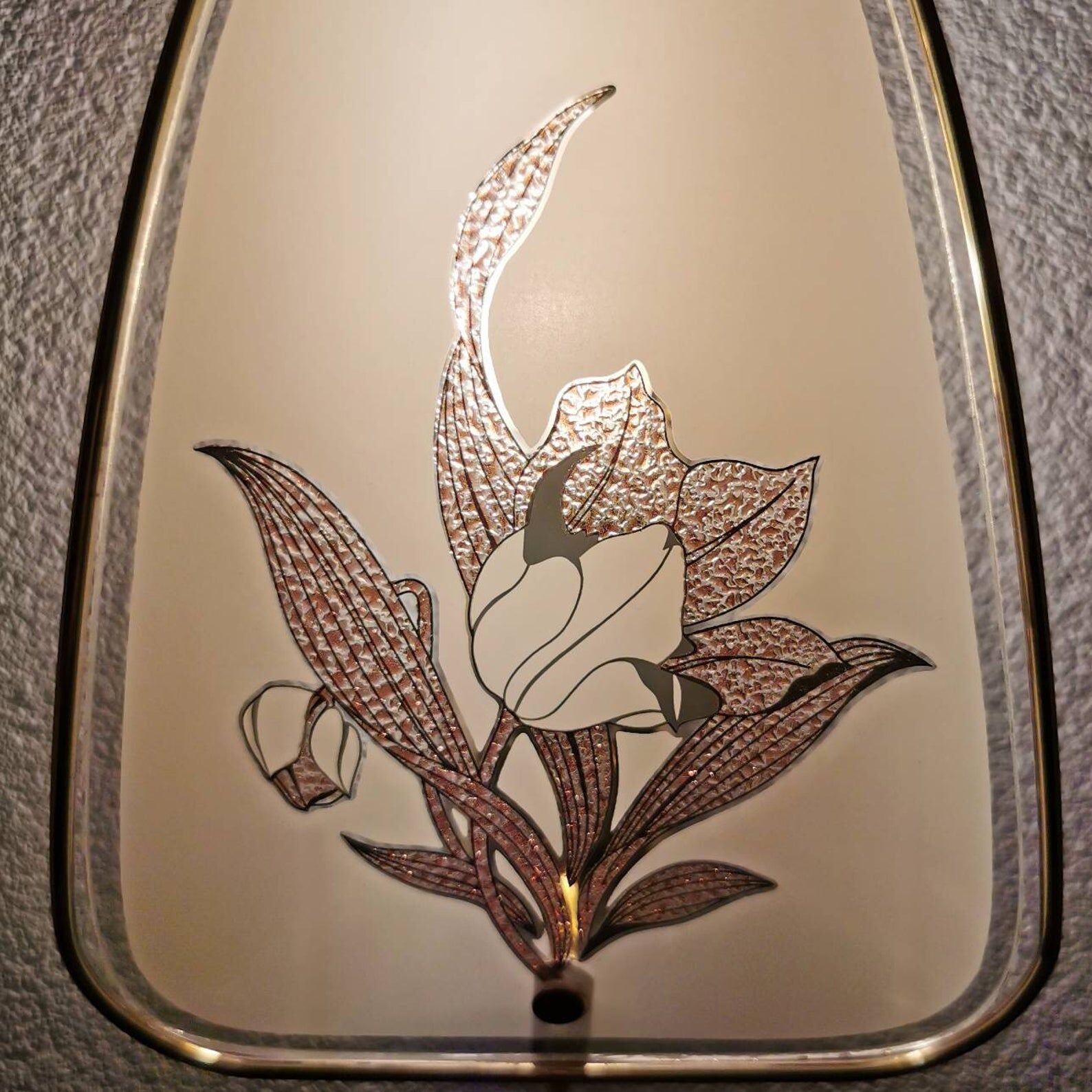 Vintage applique with 1980 glass lampshade