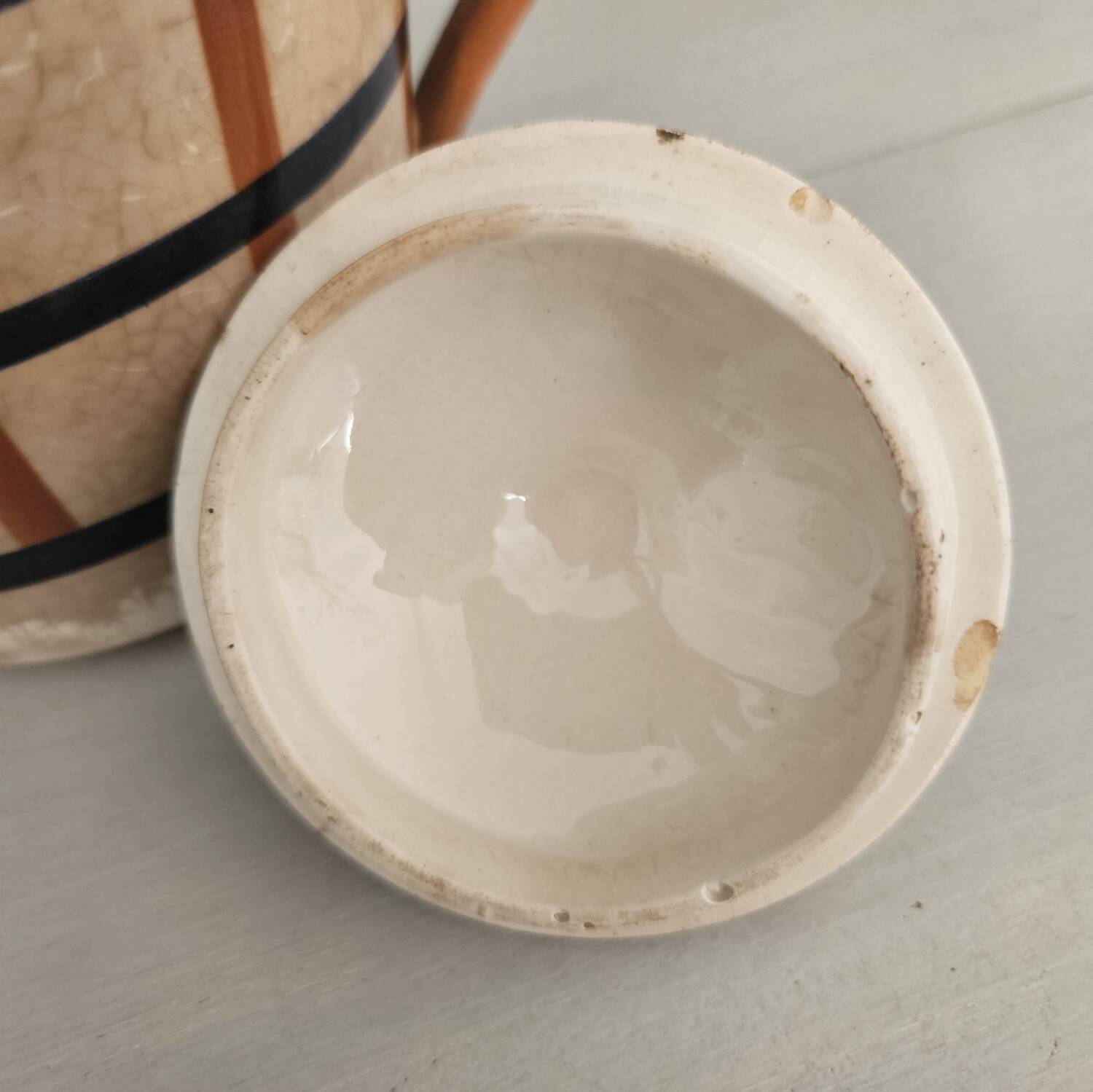 Basque sugar bowl ceramic Hbcm Bearn - vintage 1930s-40s - Brown orange/m