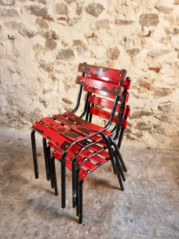 Lot de 8 chaises bistrot françaises vintage – style industriel métal Tolix