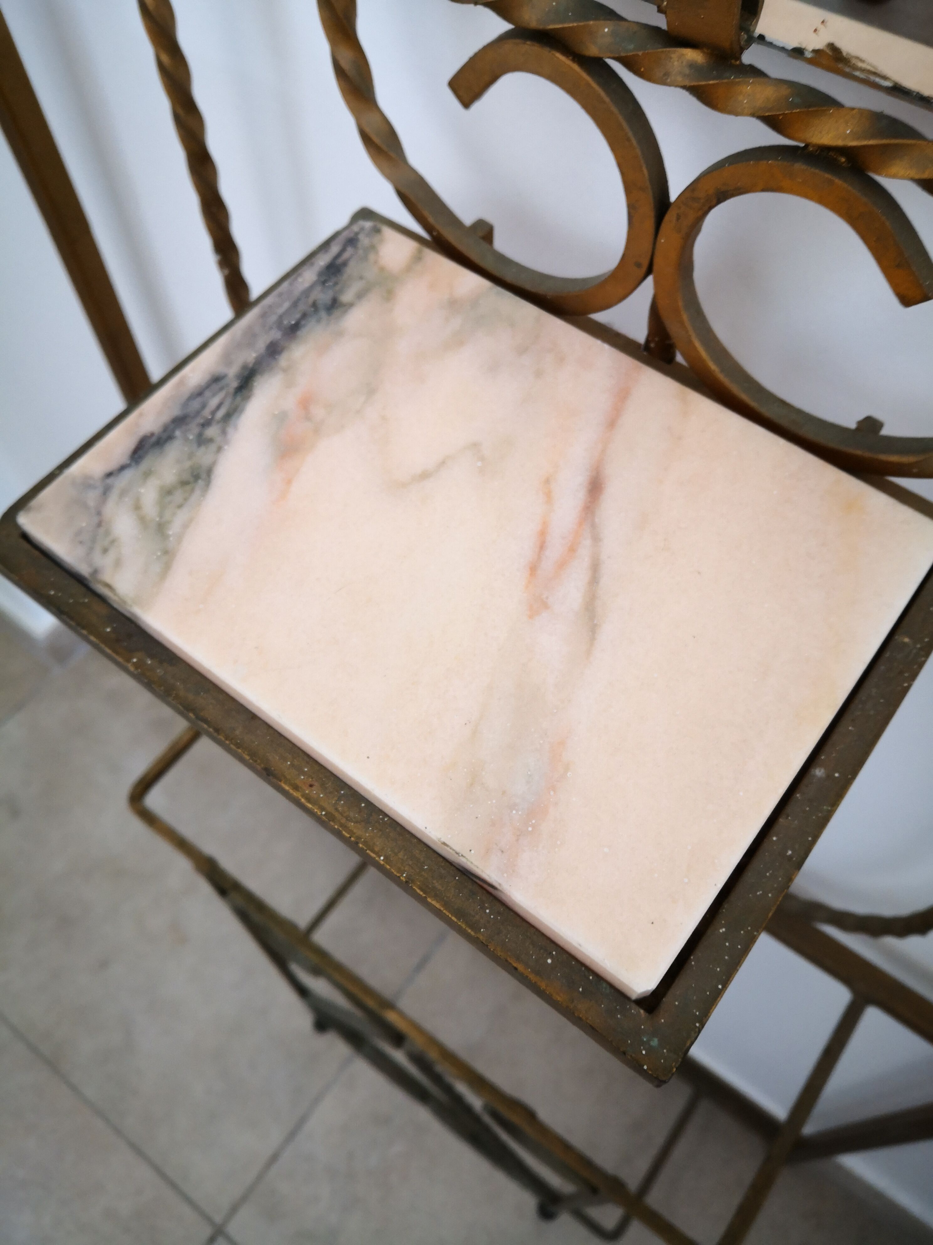 Vintage wrought iron vest with mirror - marble tablet