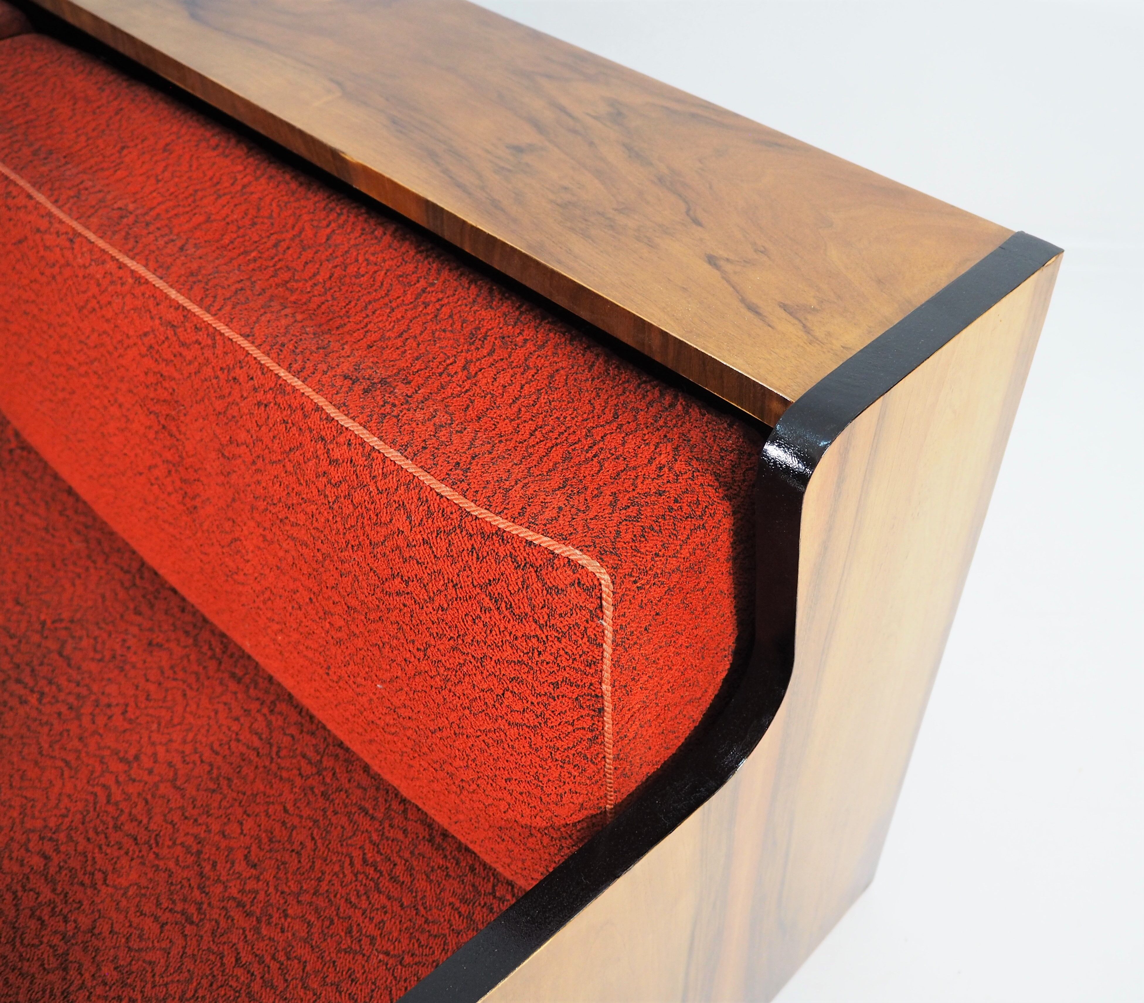 Art deco walnut sofa bed 1960s