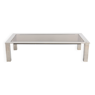 Chromed steel and smoked glass coffee table, 1970s