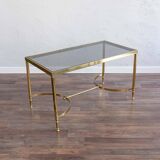 Table basse vintage en laiton fabriquée en France, 1950s
