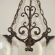 French Vintage 3 Light Bronze Effect Chandelier - Opaque Glass Ball Shades