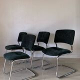 4 Strafor chrome and velvet chairs