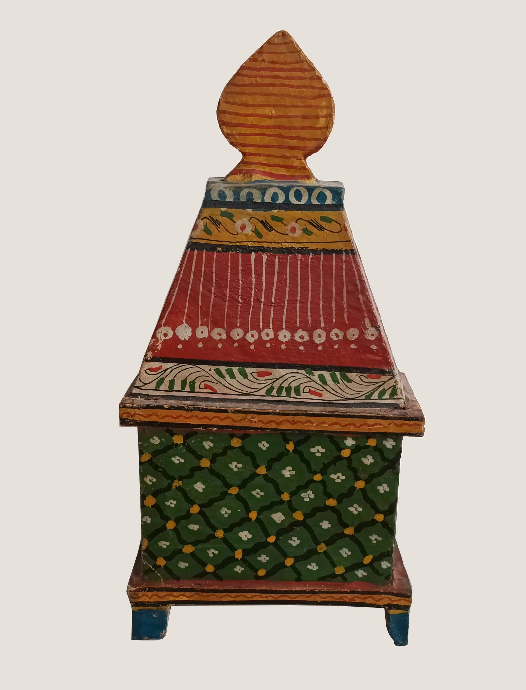Indian temple made of hand-painted wood