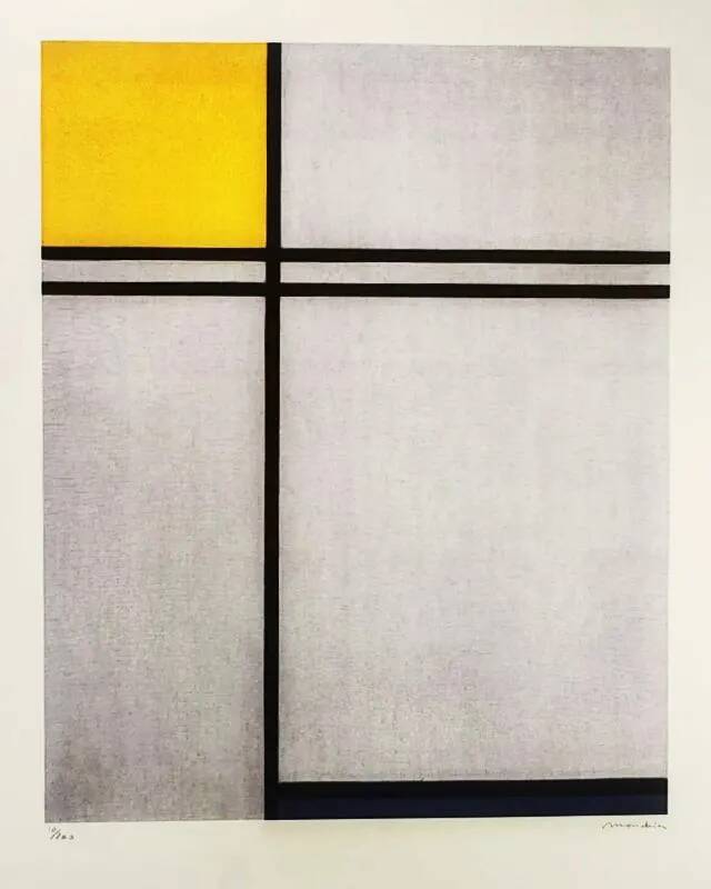 Limited edition lithograph by Piet Mondrian from the 1970s, pencil numbered.
